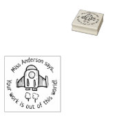 Aangepaste lerarenlof met raket rond rubberstempel (Gestempeld)