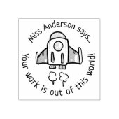 Aangepaste lerarenlof met raket rond rubberstempel (Afrduk)
