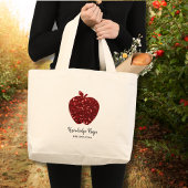 Aangepaste lerarennaam Red Apple Faux Glitter Grote Tote Bag
