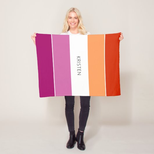 Aangepaste lesbische vlag met naam fleece deken (In situ)