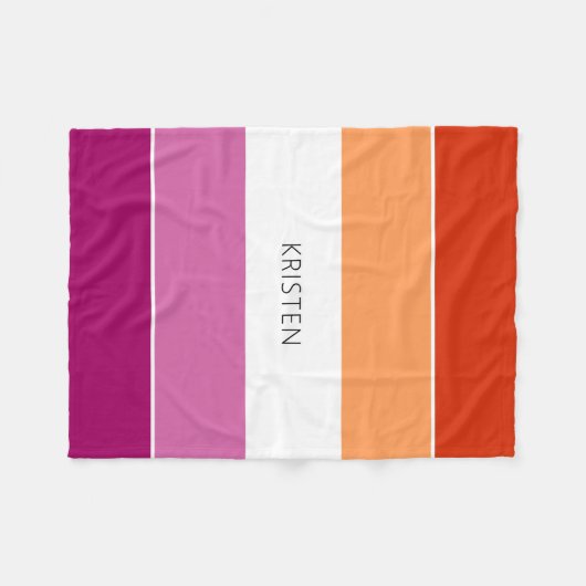 Aangepaste lesbische vlag met naam fleece deken (Voorkant (Horizontaal))