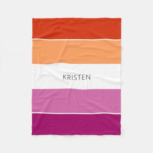 Aangepaste lesbische vlag met naam fleece deken (Voorkant)