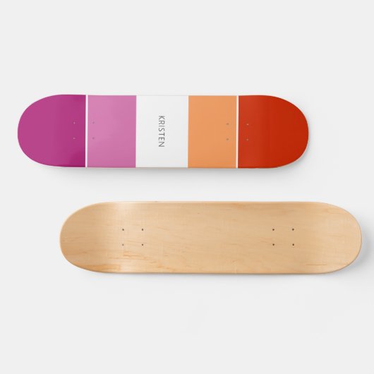 Aangepaste lesbische vlag met naam persoonlijk skateboard (Horizontaal)