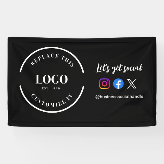 Aangepaste "Let's Get Social Media" website logo b Spandoek (Horizontaal)