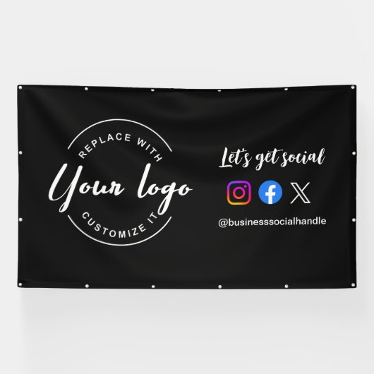 Aangepaste Let's Get Social Media website logo Ban Spandoek (Horizontaal)