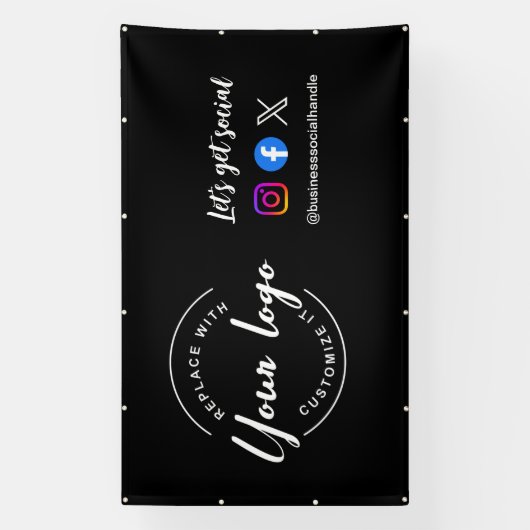 Aangepaste Let's Get Social Media website logo Ban Spandoek (Verticaal)