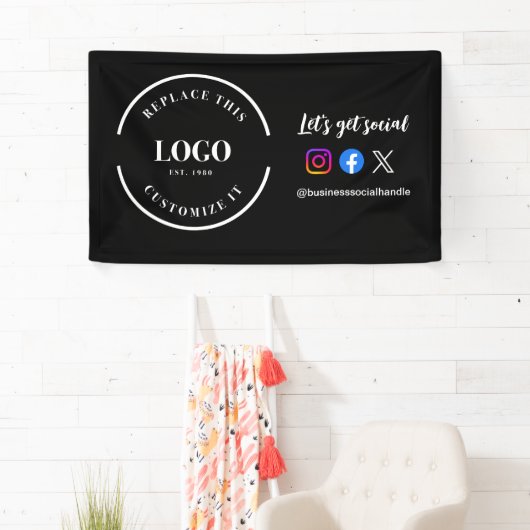 Aangepaste Let's Get Social Media website logo Ban Spandoek (Insitu)