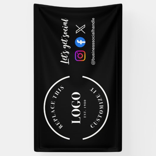 Aangepaste Let's Get Social Media website logo Ban Spandoek (Verticaal)