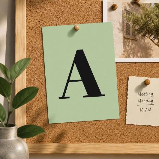 Aangepaste Letter Ansichtkaart | Groene Initiële M Briefkaart