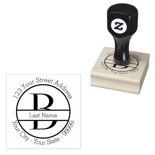 Aangepaste letter "B" monogram naam en retour adre Rubberstempel (Gestempeld)