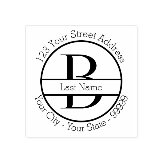 Aangepaste letter "B" monogram naam en retour adre Rubberstempel (Afrduk)