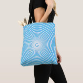 Aangepaste letter Canvas tas Blauw Gestreept Kies (Dichtbij)