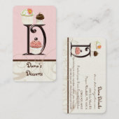 Aangepaste Letter D Monogram Dessert Bakkerij Busi Visitekaartje (Voorkant / Achterkant)