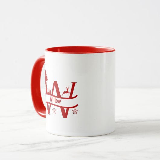 Aangepaste letter F Naam Kerst Monogram Mok (Voorkant links)