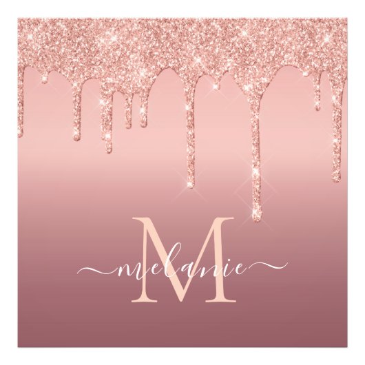 Aangepaste Letter Jouw naam Roos Gouden Glitter Po Foto Afdruk (Voorkant)