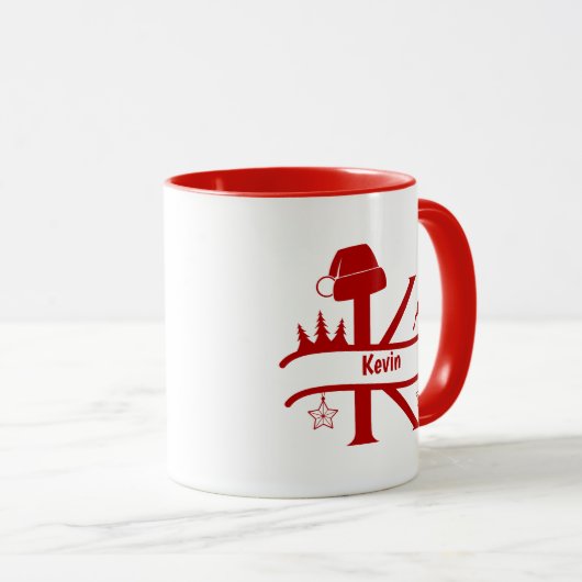 Aangepaste letter K Naam Kerst Monogram Mok (Voorkant rechts)