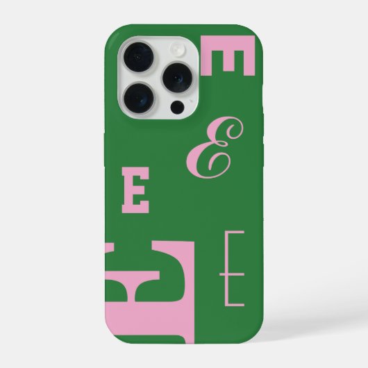 Aangepaste letter, kleuraccent-monogram, groen en  iPhone hoesje (Achterkant)