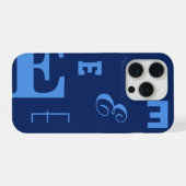 Aangepaste letter, kleurpop-monogram, marineblauw  iPhone hoesje (Achterkant horizontaal)