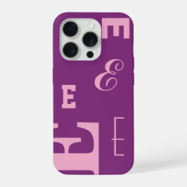 Aangepaste letter, kleurpop-monogram, paars en roz iPhone 15 pro case