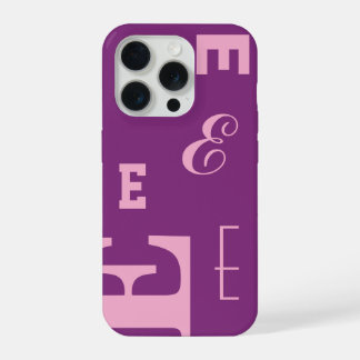 Aangepaste letter, kleurpop-monogram, paars en roz iPhone 15 pro case