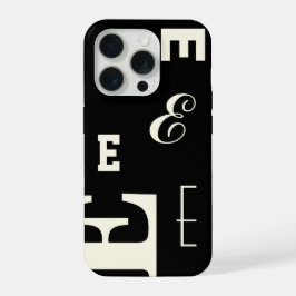 Aangepaste letter, kleurrijke monogram, zwart en c iPhone 15 pro case