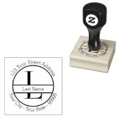 Aangepaste letter "L" monogram naam en retour adre Rubberstempel (Gestempeld)