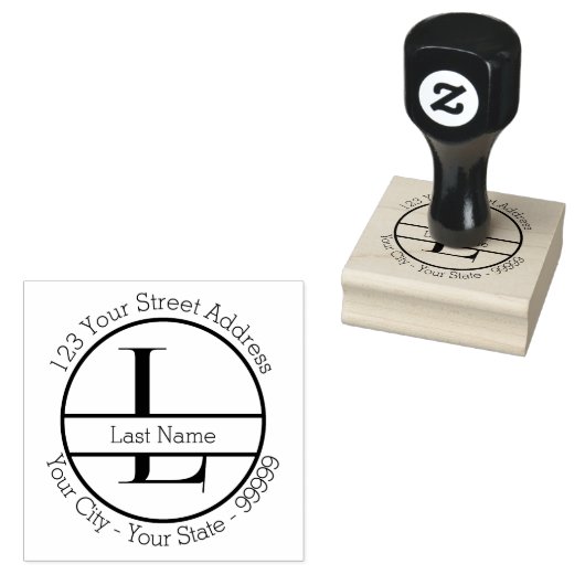 Aangepaste letter "L" monogram naam en retour adre Rubberstempel (Gestempeld)