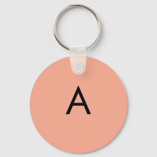 Aangepaste Letter Monogram Perzik  Sleutelhanger