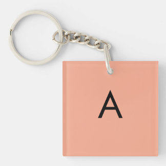 Aangepaste Letter Monogram Perzik Sleutelhanger