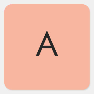 Aangepaste Letter Monogram Perzik Vierkante Sticker