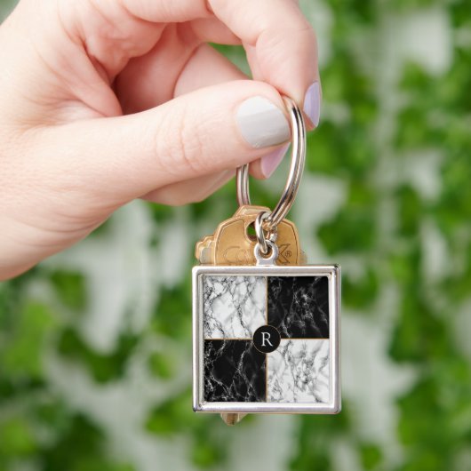 Aangepaste Letter-Sleutelhanger - zwart witcheque Sleutelhanger (Hand)