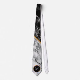 Aangepaste Letter-Stropdas Gift Black White Marble Stropdas