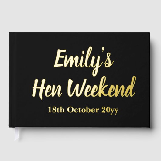 Aangepaste letters aan de bruid Hen Do weekendtrip Gastenboek (Voorkant)