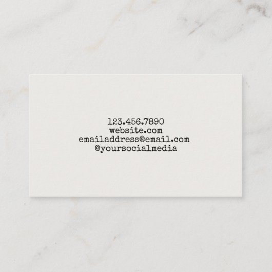 Aangepaste  lettertypen visitekaartje (Achterkant)