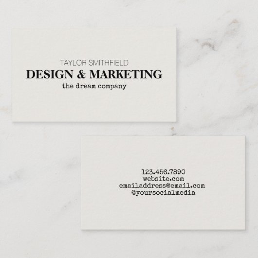 Aangepaste lettertypen visitekaartje (Voorkant / Achterkant)