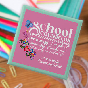 Aangepaste leuk citaat voor schoolbegeleider vierkante button 5,1 cm