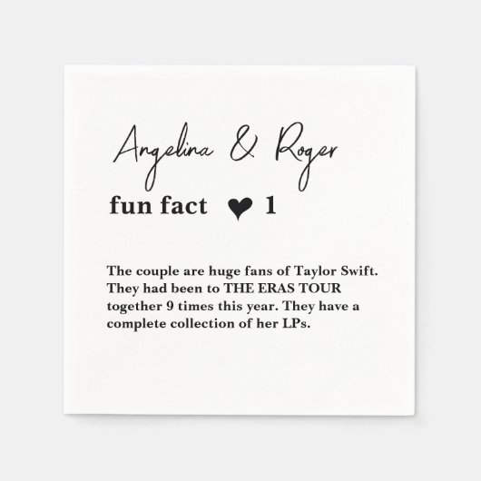 Aangepaste Leuk Feit Servetten Modern Script Weddi (Voorkant)