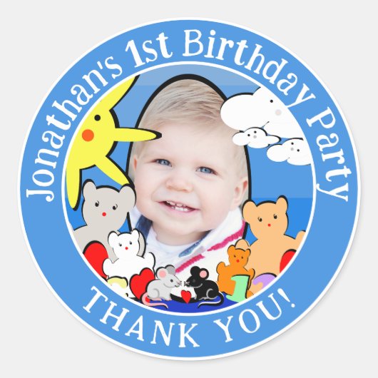 Aangepaste Leuke Dieren Verjaardag Bedankt Ronde Sticker (Voorkant)