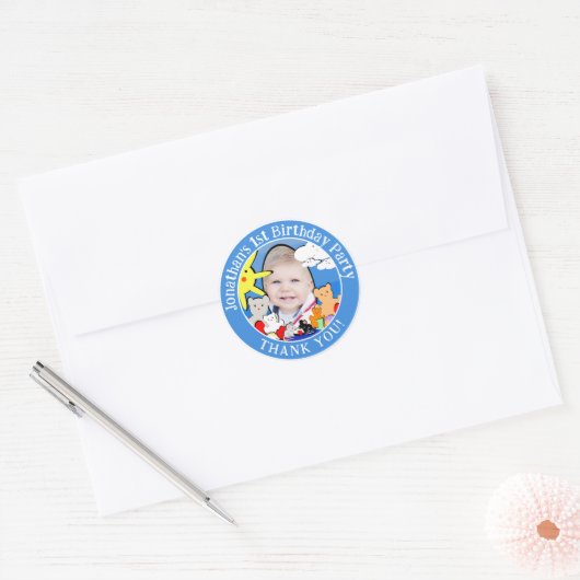 Aangepaste Leuke Dieren Verjaardag Bedankt Ronde Sticker (Envelop)