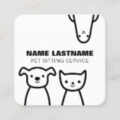 Aangepaste Leuke Eenvoudige Schattigee Hond Kat Vo Vierkante Visitekaartje (Voorkant)