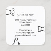 Aangepaste Leuke Eenvoudige Schattigee Hond Kat Vo Vierkante Visitekaartje (Achterkant)