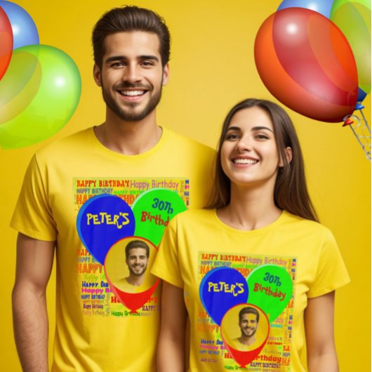Aangepaste leuke foto en naam gelukkig verjaardags t-shirt