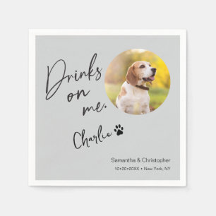 Aangepaste leuke hond foto Drinken op mij Trouw Servet