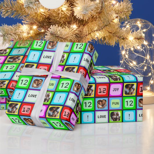 Aangepaste Leuke Kleurrijke Gepersonaliseerde Teks Cadeaupapier (Feestdagen)