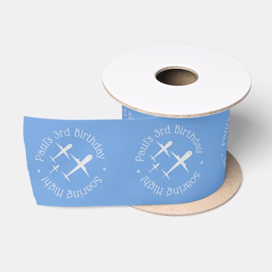 Aangepaste Leuke Vliegtuigen in Formation, Blauwe  Satijnen Lint (Spoel)