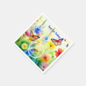 Aangepaste Leus AA Symbool Vlinders en Bloemen Servet (Hoek)