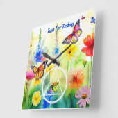 Aangepaste leus AA symbool vlinders en bloemen Vierkante Klok (Hoek)