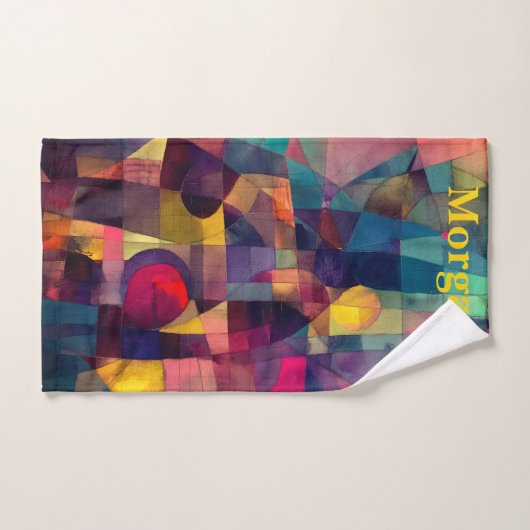 Aangepaste levendige Abstracte geometrische kunst Bad Handdoek (Handdoek)