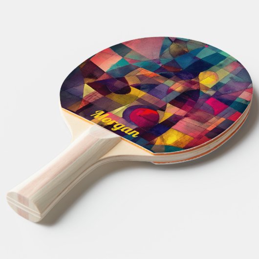 Aangepaste levendige Abstracte geometrische kunst Tafeltennisbatje (Voorkant Gekanteld)