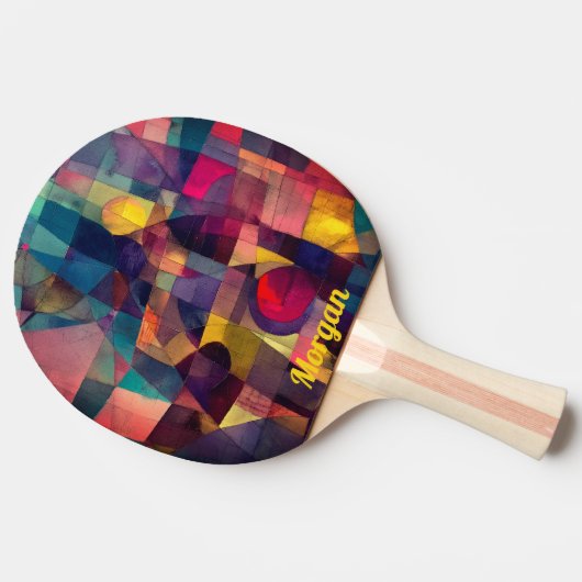 Aangepaste levendige Abstracte geometrische kunst Tafeltennisbatje (Zijkant)